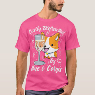 Funny Wine And Corgi Dog Lover Alcohol Drinker Hum T-Shirt