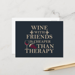 Funny wine and friends quote holiday postcard