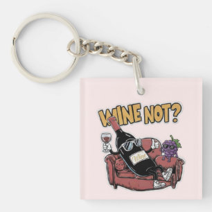 Funny Wine and Grapes Key Ring