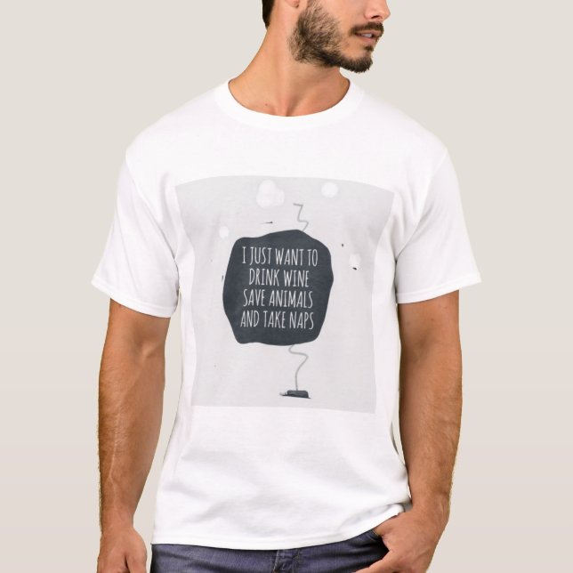 Funny Wine & Animal Lover Quote T-Shirt – “Drink W (Front)