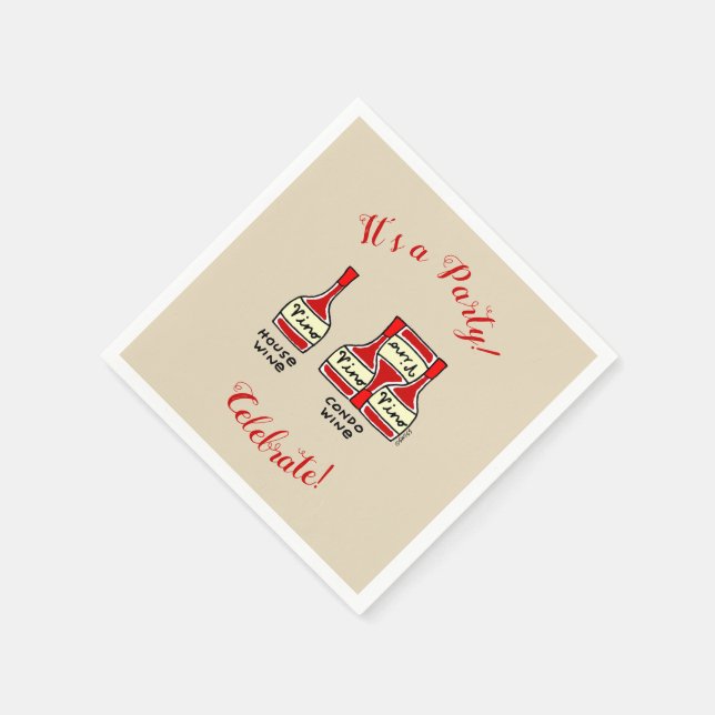 Funny Wine Birthday Party Cartoon Paper Napkins (Corner)