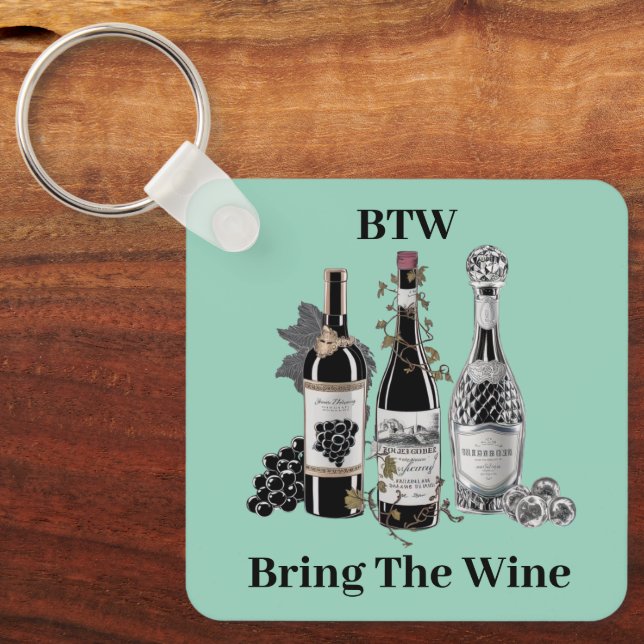 Funny Wine Bottles Key Ring (Front)
