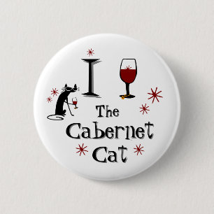 Funny Wine Cabernet Cat Fan 6 Cm Round Badge