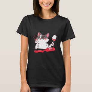 Funny Wine Cat Cat Wine Lover T-Shirt