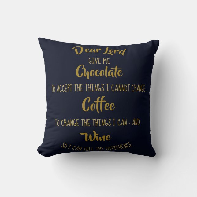 Funny Wine Chocolate Coffee Lover Mug Christmas Cushion (Front)