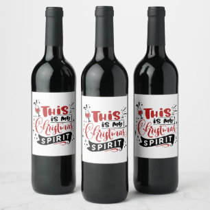 funny wine Christmas spirit party Label
