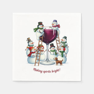 Funny wine drinking snowman Holiday party Napkin