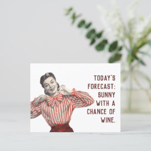 Funny Wine Forecast Vintage Woman Postcard