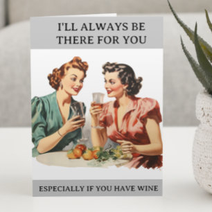 Funny Wine Friends Humour Retro Housewife Card
