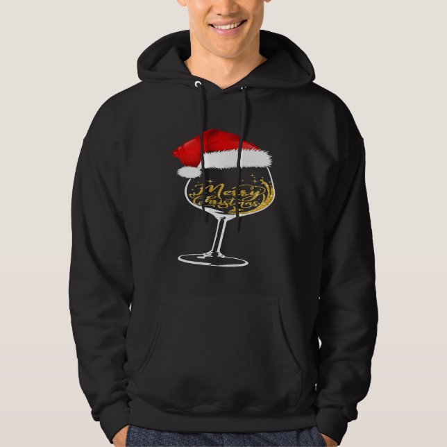 Funny Wine Glass Christmas Ideas Xmas Santa Hat Pa Hoodie (Front)