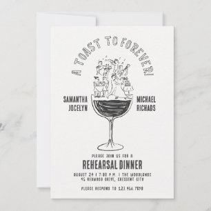 Funny Wine Glass Rehersal Dinner Party Invitation