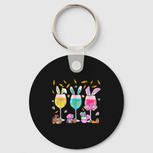 Funny wine glasses bunny with egg basket springFun Key Ring