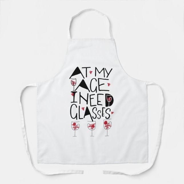Funny Wine Hand-Written Design Apron (Front)