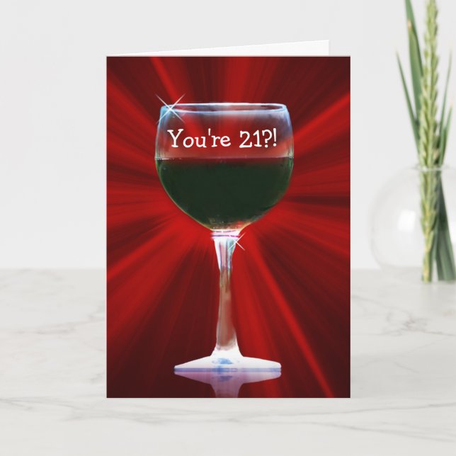 Funny Wine Happy 21st Birthday Card (Front)
