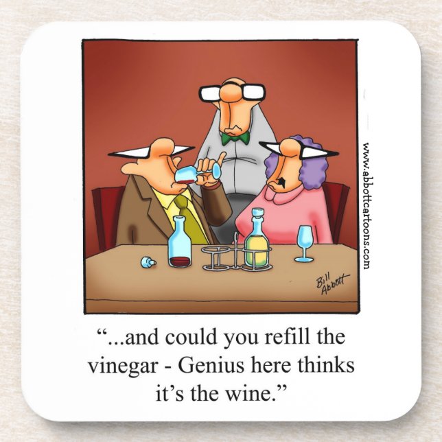 Funny Wine Humour Coaster Set (Front)
