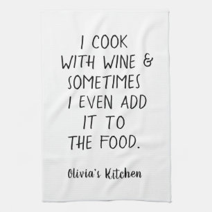 Funny Wine Humour Saying Name Black  Tea Towel