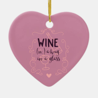 Funny Wine is a Hug in a Glass Ceramic Tree Decoration