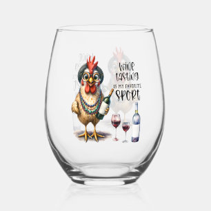 Funny Wine Lover/Chicken Stemless Wine Glass