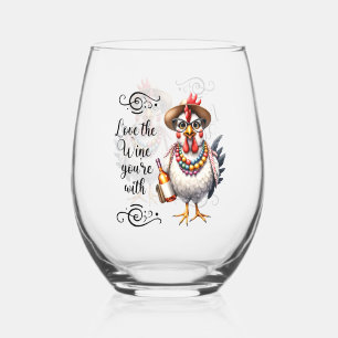 Funny Wine Lover/Chicken Stemless Wine Glass