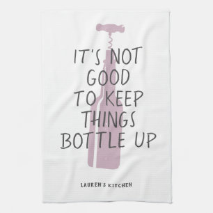 Funny Wine Lover Custom Name Stylish Gift Tea Towel