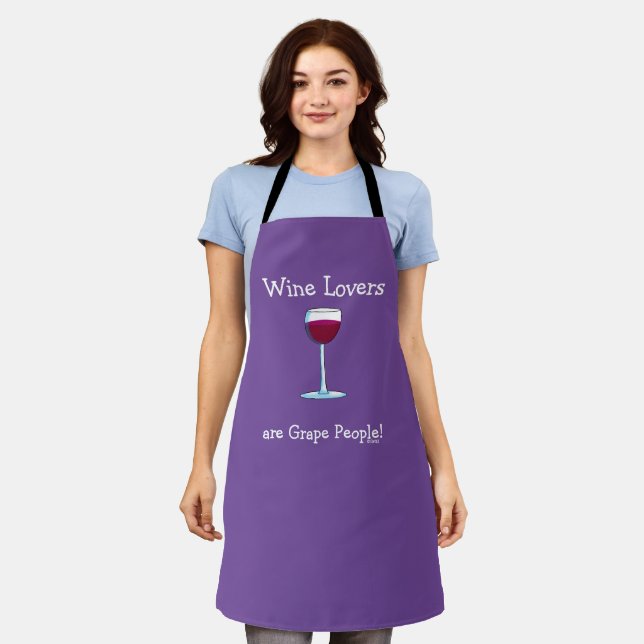 Funny Wine Lovers Tasting Purple Party Apron (Worn)