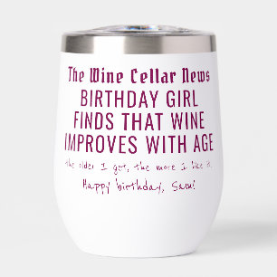 Funny Wine News Wine Improves With Age Customised