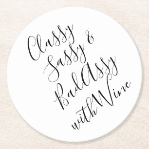 Funny Wine Party Quotes Round Paper Coaster