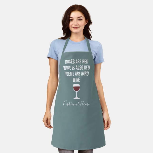 Funny Wine Poem - Wine is Red Poetry is Hard Adult Apron (Worn)
