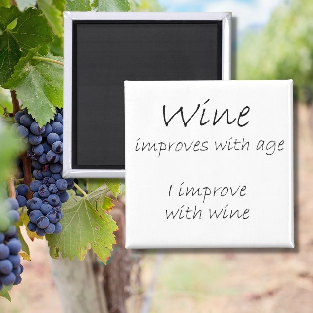 Funny wine quote birthday humor over the hill gift magnet (Funny wine quote with black and white typography. Trendy, classy 
womens humor gift idea for her.)