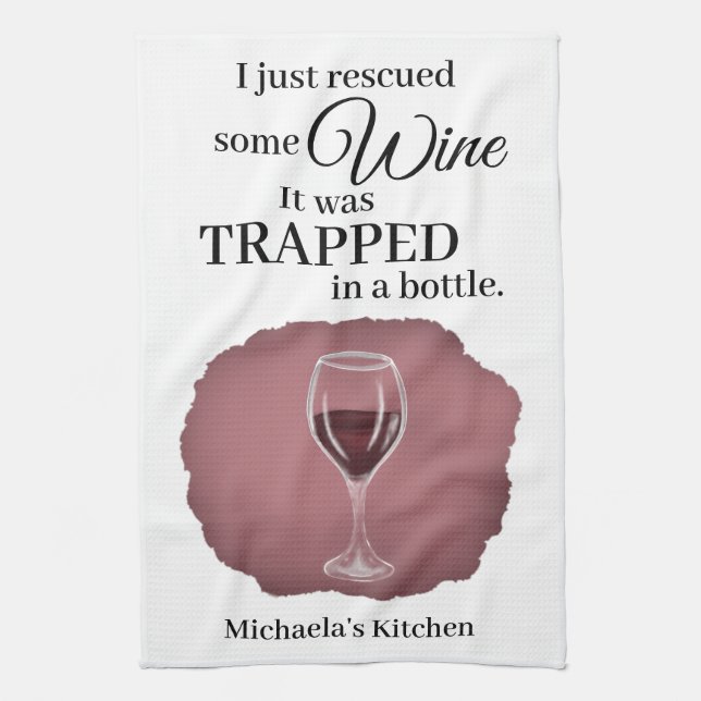 Funny Wine Quote Humour Cute Tea Towel (Vertical)