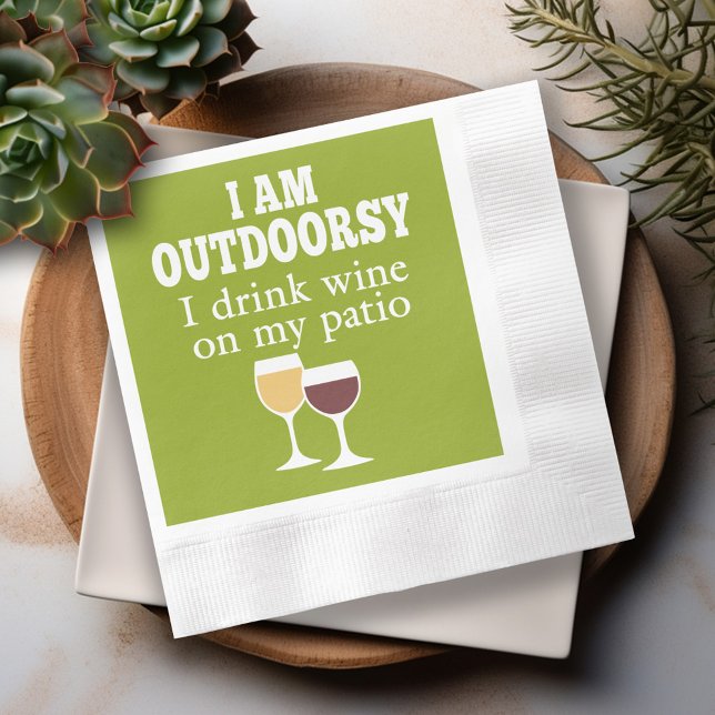 Funny Wine Quote - I drink wine on my patio Napkin (Funny Wine Napkins)