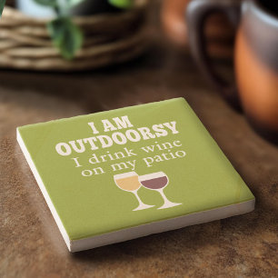 Funny Wine Quote - I drink wine on my patio Stone Coaster
