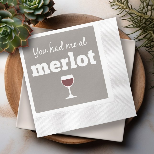 Funny Wine Quote - You had me at Merlot Napkin (Funny Wine Napkins)