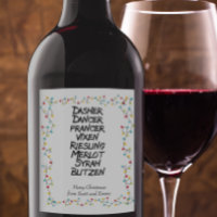 Funny Wine Reindeer names Christmas Lights