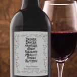 Funny  Wine Reindeer names Christmas Lights Wine Label<br><div class="desc">This design was created though digital art. It may be personalized in the area provided or customizing by choosing the click to customize further option and changing the name, initials or words. You may also change the text color and style or delete the text for an image only design. Contact...</div>