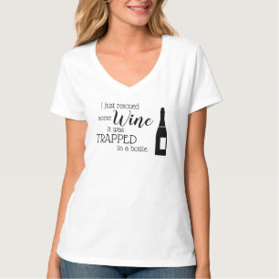 Funny Wine Saying Quote Rescued From Bottle T-Shirt