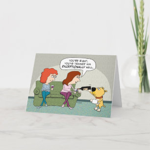 Funny Wine-Serving Dog Birthday Card