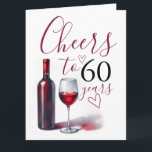 Funny Wine Theme 60th Birthday Cards<br><div class="desc">Searching for gifts for wine lover who has everything? Celebrate her milestone birthday with a smile and a sip! This funny wine theme birthday card features a hand-illustrated glass of wine and the phrase “Cheers to 60 Years” in bold, trendy typography. It’s perfect for wine lovers and anyone who appreciates...</div>