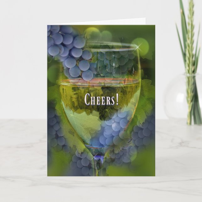 Funny Wine Themed Cheers Happy Birthday Card (Front)