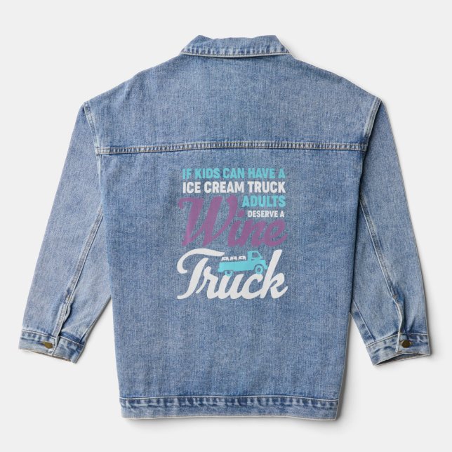 Funny Wine Truck Adults Humour Drinking  Denim Jacket (Back)