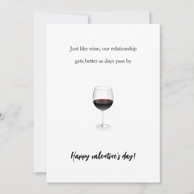 Funny wine valentine romantic couple back photo holiday card (Front)