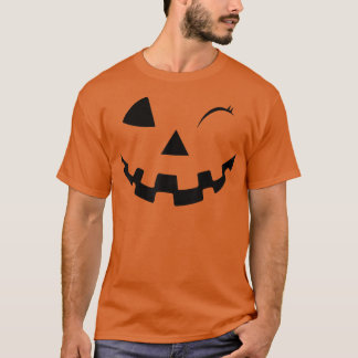 Funny Wink Face Pumpkin Jack O Lantern Costume Hal T-Shirt