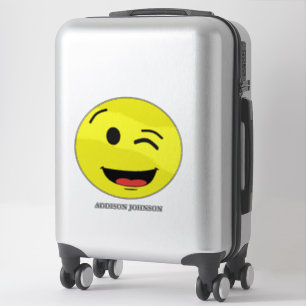 Funny Wink & Smile Emoji Yellow Face Add Name 14"
