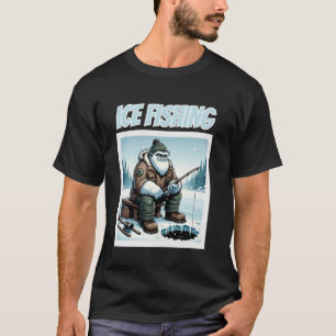 Funny Winter Angling Abdominal Snowman Ice Fishing T-Shirt