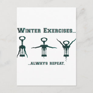 Funny Winter Exercises Postcard
