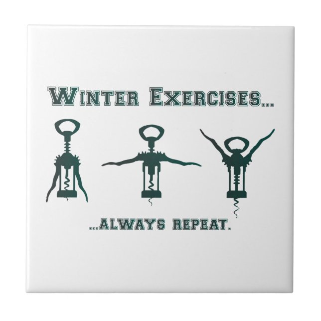 Funny Winter Exercises Tile (Front)