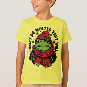 Funny Winter Frog Design T-Shirt