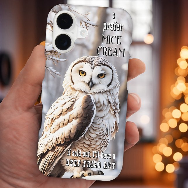 Funny Winter Owl Bird Case-Mate iPhone Case (Phone case featuring an illustration of a cute owl in a winter wonderland scene with your funny text)