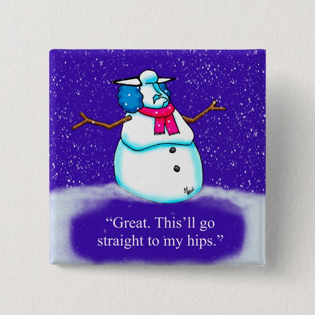  Funny Winter Snow Woman Button (Front)