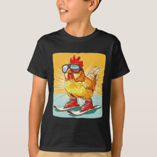 Funny Winter Sport Costume For Chicken And Skiing T-Shirt